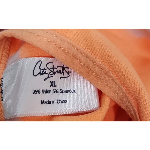 City Streets Orange White Striped Racerback Workout Tank Top XL Lightweight Soft - Picture 6 of 6